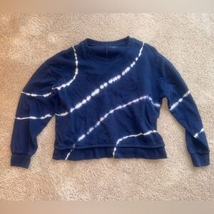 Athleta Navy Tie-Dye Crew Neck Sweater